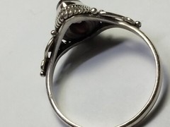 NATURAL GARNET IN TRENDY FILIGREE & HALO SET STERLING SILVER.925 RING SIZE 9.25!