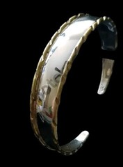 7″ x 13.5mm LATON Handcrafted Solid Sterling Silver & Brass Tapered Cuff. MINT!