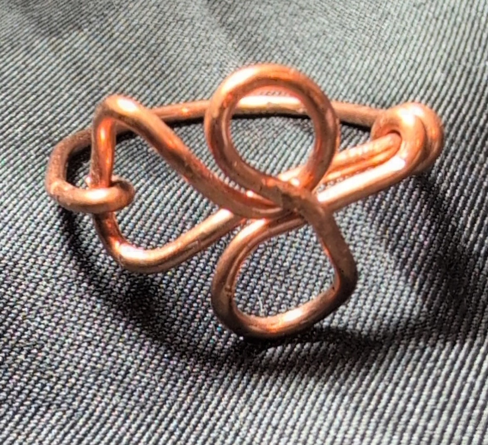 Handcrafted Copper Wire Wrapped Artistic Abstract Band Ring Copper Color Size 10