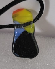 Dichroic Fused Glass Teardrop Pendant Necklace Cord