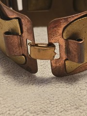 Renoir ? Clasp Bracelet 3- Copper Rectangles w/ Mesh Brass Hand Crafted 7″x 1¼»