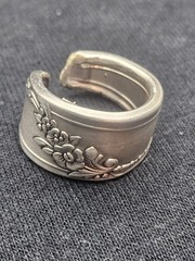 Dainty Flower Spoon Ring – Antique Style Silverplate Jewelry – Size 5.5