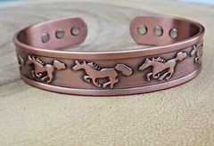 Pure Copper Magnetic Bracelet Arthritis Therapy Cuff Bangle Horse Western Cuff