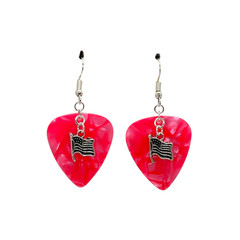 Sm USA American Flag Charm Guitar Pick Earrings – Choose Color – Handmade in USA
