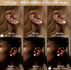 4-Pair Hypoallergenic Back Stud Earrings Set for Sensitive Ears, 316L Stainle…