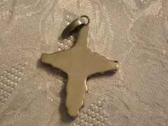 Turquoise Inlay cross in Tibetan silver Approx 2 1/4 inch