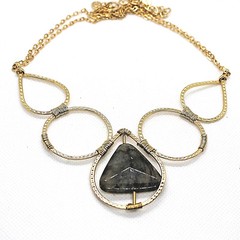 LABRADORITE TRILLION 30X27MM Gold-Tone over BRASS NECKLACE 18″ L W/2″ Ext New!