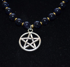 Handmade Goldstone Pentagram Bracelet Witchy Protection Amulet Pagan Jewelry