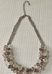 Necklace Woman’s Jr Amethyst Color Beads Lavender Purple Clear Silver Tone Chain