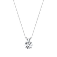 1 Ct Round Solid 18K White Gold Moissanite DiamondSolitaire Pendant Necklace 18″