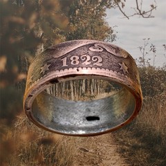 Unique 1822 United States of America Large Cent Coin Ring – Size 10