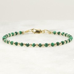 3mm Malachite Bracelet – Minimalist 14k Gold Filled