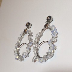 EARRINGS W/ NATURAL MOONSTONE *HANDMADE WIRE WRAPPED HOOP MOONSTONE EARRINGS