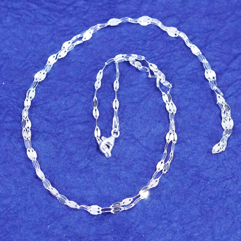 24”, 1mm, vintage Sterling silver handmade long necklace, 925 flatten chain