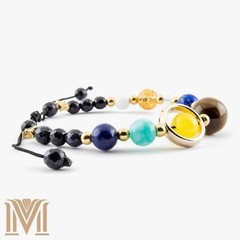 Solar System Bracelet – Gemstone Planets, Adjustable Galaxy Jewelry, Fits 5″-9″