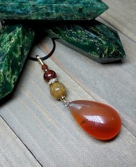 Carnelian Pendant Teardrop Orange Agate Sacral Chakra Crystal Healing Gemstone