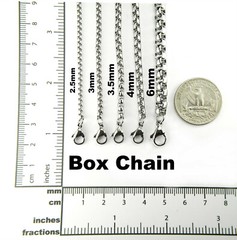 Box Chain Necklace Pure 304 Stainless Steel, Any long Short or Custom Length