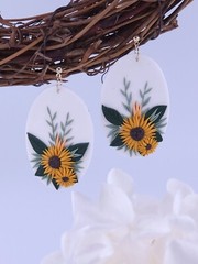 Sun Flower Floral Handmade Clay Earrings, perfect Gift, 3D details by ‘imPRESS ‘