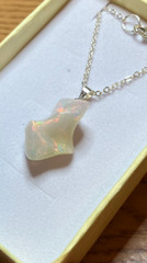 #412- 7.50ct Genuine Freeform Ethiopian Welo Opal on a 925 Sterling Silver Chain