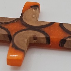 Handmade Resin & Wood Cross 1.5″ Necklace Pendant Charm Orange Christian Faith