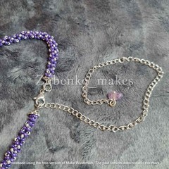 Elegant pendant with white and purple amethyst, beads and long beaded rope