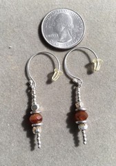 Artisan made carnelian and Thai silver beaded drop earrings/sterling silver hoop
