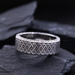 8mm Titanium Band with Engraved Celtic Pattern and CZ Gemstones