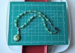 Artisan Made Light Mint Green Glass Bead Swirl S Ceramic Pendant 18″ Necklace