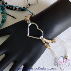 Handcrafted Beaded Adjustable Bracelet with Connector; handmade jewelry