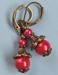 GLASS PEARL DROPS Lever back BRONZE handcrafted YOU CHOOSE XX