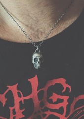 Silver SKULL pendant, oxidized silver, occult, gothic, handmade Darkwood Jewelry