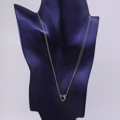 18”, Vermeil gold over sterling silver circle link chain 925 heart pendant