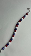 Handmade Glass Beaded Bracelet 4th Of July Red White And Blue USA Patriotism