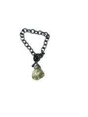 Artisan KH 925 Sterling Silver Bracelet Rough Yellow Glass Drop Charm Toggle