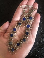 Daisy Chain Flower Blue Lapis 19” Necklace Alpaka Silver Handmade Chain