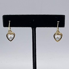 Heart Earrings CZ Rhinestone Cage Dainty Boho Charm Pendant 18k Gold Plated Hook