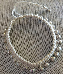 White Macrame bell bracelet/Anklet