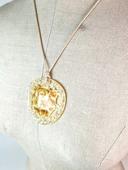 Sobral Atelie Africa Tiger Inclusion Rhinestone Eye Artist Made Pendant Necklace