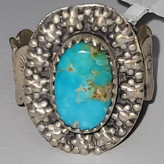 Sierra Bella turquoise ring size 8 – SS 925 – handmade – flower setting