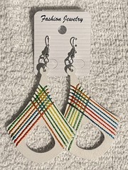 Handcrafted White Geometric Thread Earrings