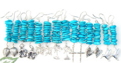 Sleeping Beauty Turquoise Chip Charm Earrings, Choice of Charm