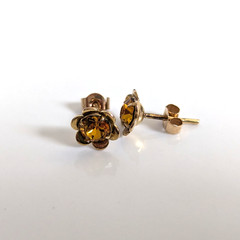 9ct Yellow Gold Stud Earrings Cubic Zirconia Stones Hallmarked Butterfly Backs