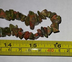 Unakite Jasper Chip Green/Red Colored Stores Necklace 16″ Length