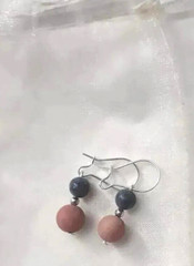 New stone Blue sea sponge 6mm and Rhodonite 9.5mm, white gold plate silver plate