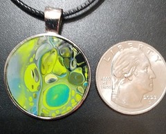 Handcrafted Acrylic Paint & Resin Pendant Faux Leather Adjustable Lobster Clasp