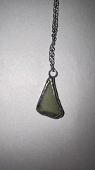 Handmade New England Sourced Sea Glass Necklace With Silver Tone Chain