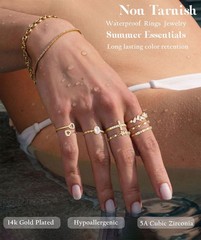 Gold Silver Rings For Women Non Tarnish Gold Plated Stackable Rings Wedding E…