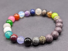Mixed Gemstone 8mm Colorful Beaded Stretch Bracelet (16cm) Small Wrist