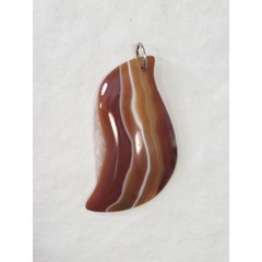 Large Abstract Carnelian Agate Quartz Pendant Orange Brown White