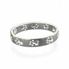 Paw Print Ring Band Cat Dog Love Remembrance Memorial 925 Sterling Silver Sz 6.5